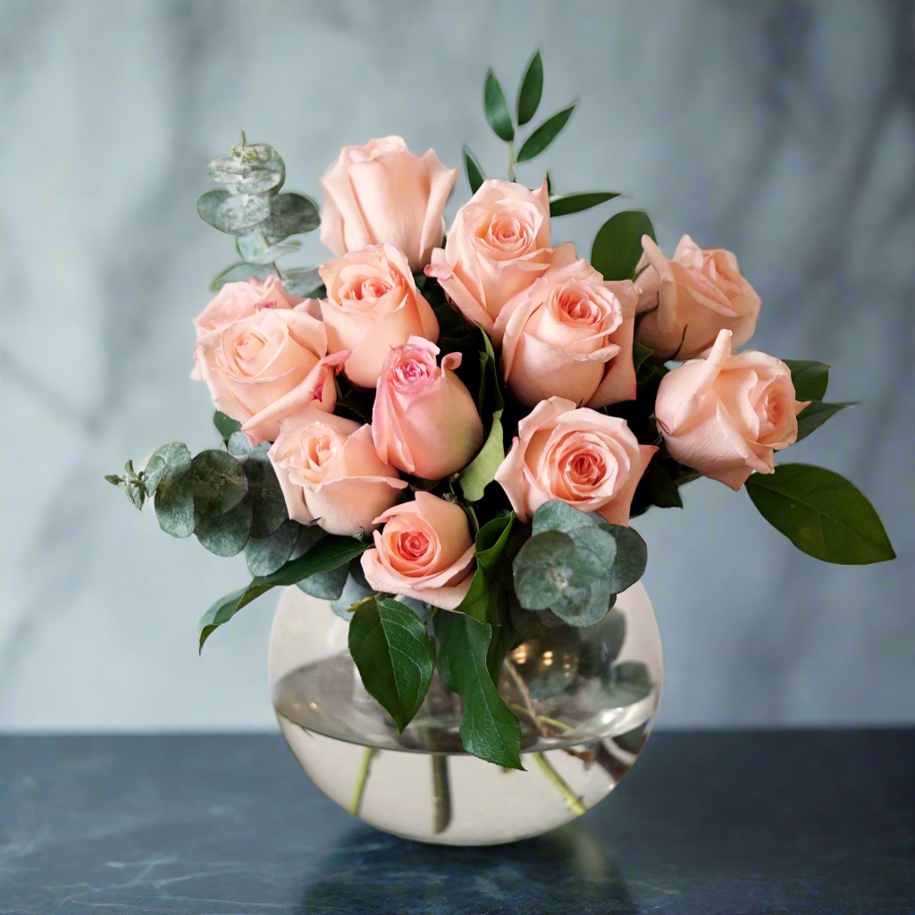 One Dozen Pink Roses for Valentine's day