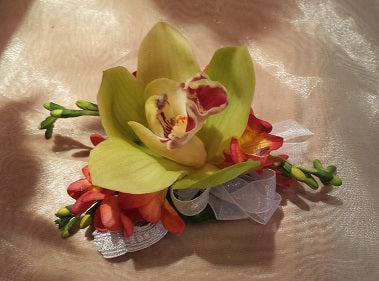 WC-Wrist Corsage(Green Cymbidium)